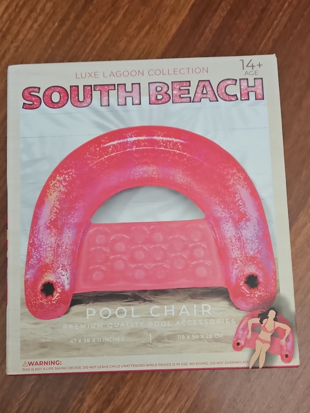LUXE LAGOIN COLLECTION SOUTH BEACH Inflatable Pool Chair Premium Pink Glitter